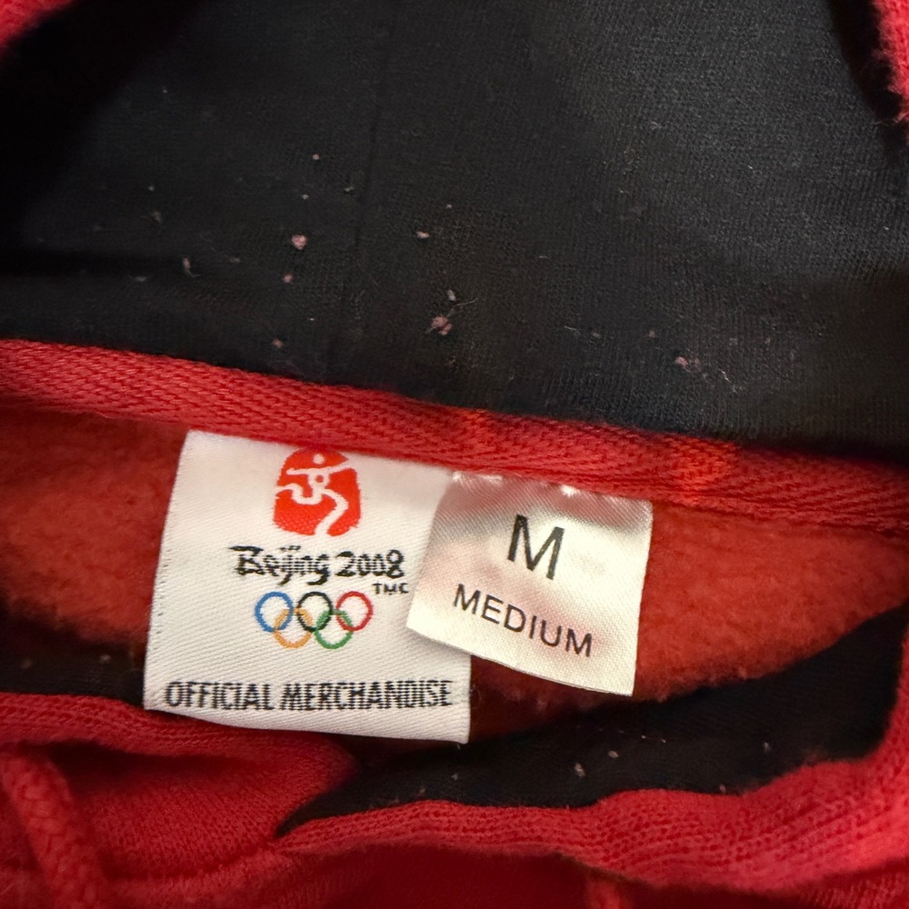 Beijing 2008 Olympics Hoodie Mens Medium Red One World One Dream Official Merch - Picture 2 of 5
